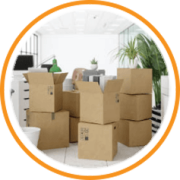 boxes of office documents packed for digitisation