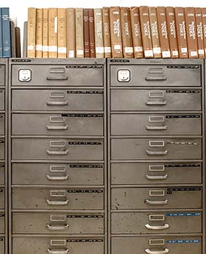 file cabinet with files for document scanning